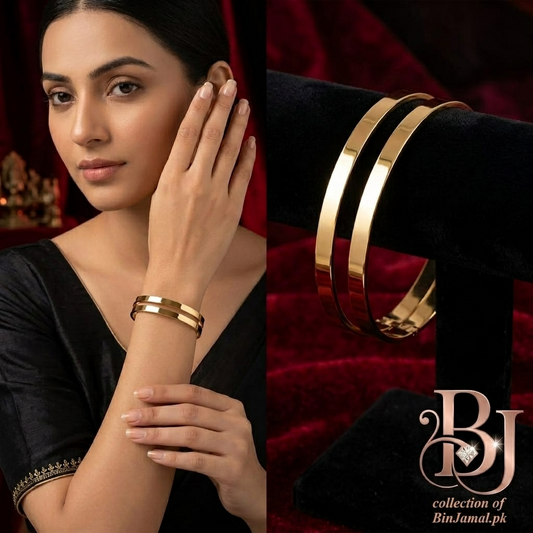 Minimalist gold-plated stainless steel cuff bracelet